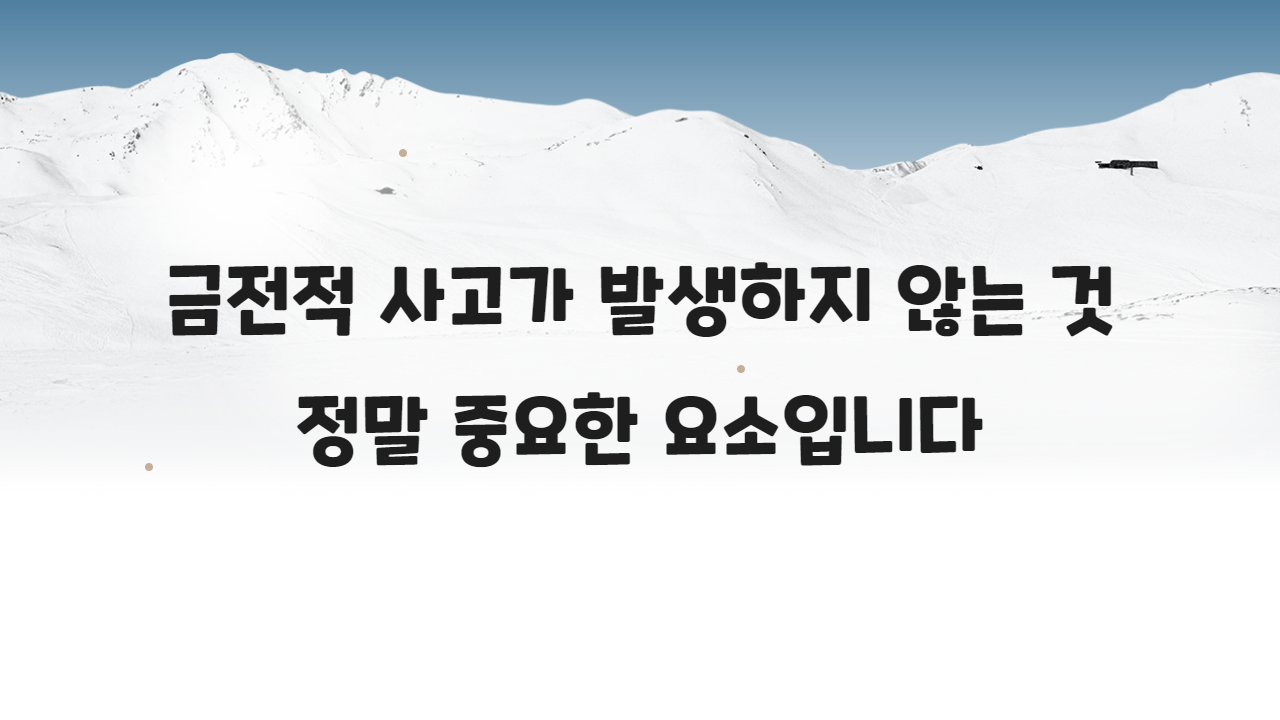 금전적 사고가 발생하지 않는 것 정말 중요한 요소입니다